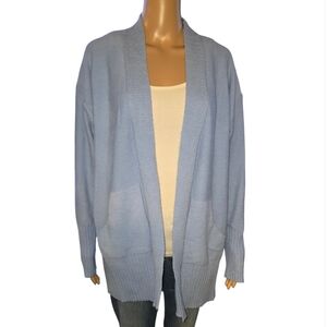 Light Blue Open-Front Women's Cardigan Sweater